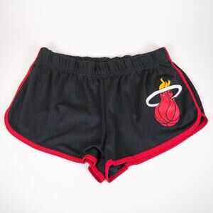 NBA Heat Logo Women’s Athletic Mesh Basketball Shorts Black Red Size L
